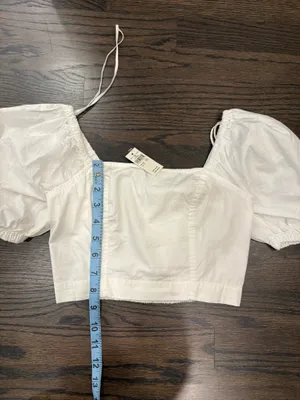 Aerie White Cropped Puff Sleeve Crop Top thumbnail 3