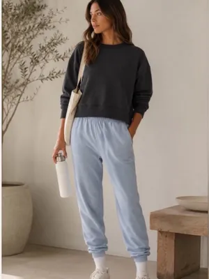 Lululemon Softstreme Perfectly Oversized Cropped Crew Washed Black/Grey M thumbnail 4