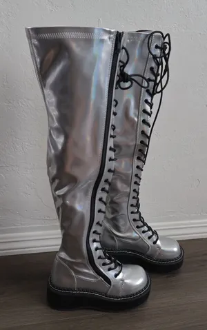like new open box Demonia Over the Knee Combat Boots Size 6 WOMENS thumbnail 1