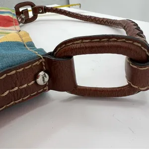 Fossil striped braided handle shoulder bag colorful magnetic closure casual thumbnail 7