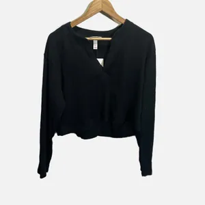 Isabel by Ingrid & Isabel Henley‎ Top Womens XXL Black New Ribbed Maternity thumbnail 2
