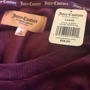 Juicy Couture Soft Velvet Bling Top & Jogger Lounge Set Sz L Purple Embellished thumbnail 7