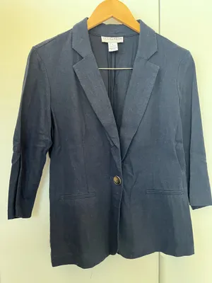 Sag Harbor Navy Three Quarter Sleeve Blazer  thumbnail 1