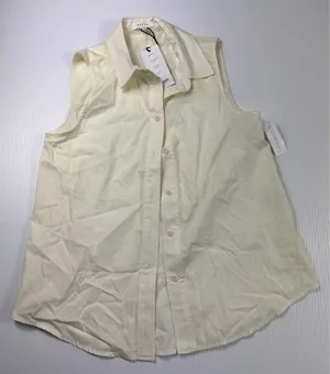 Vetta Sleeveless Button Down‎ Shirt Ivory Collared Top XS thumbnail 1