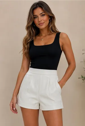 Mittoshop Faux leather white shorts with pockets NWT thumbnail 1