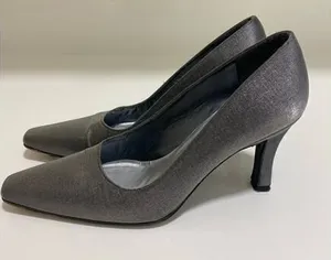 Stuart Weitzman slate gray silver shimmer evening‎ heels pumps size 6 thumbnail 1