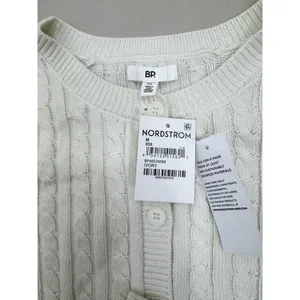 BP Cardigan Sweater Womens Size XS Ivory Cropped Cable Knit Button-Front thumbnail 6
