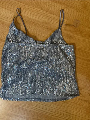 Zara Silver Sequin Cowl Camisole thumbnail 3