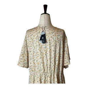 Kojooin Ivory And Orange Floral Print V‎ Neck Tiered Hem Maxi Dress Size 2XL thumbnail 4