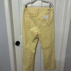 RISEN: PALE YELLOW‎ High Rise button fly distressed Ankle Straight Pant 32! thumbnail 6