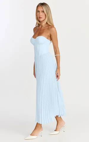 New Showpo Loretta Midi Dress Lace Up Back Bustier Pleated Dress MSRP $129 thumbnail 4