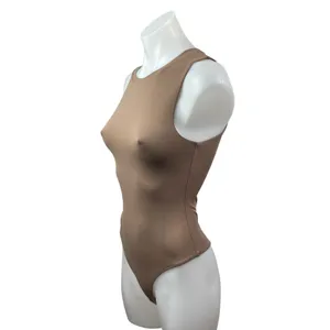 Aritzia Babaton Contour Crew Muscle Women's Beige Sleeveless Tank Bodysuit Top S thumbnail 3