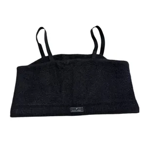 Gymshark x Whitney Simmons Eyelash Knit Bandeau Black Size XL Bra Fuzzy Top thumbnail 2