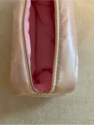 Iridescent Pink Quilted Cosmetic Bag with Star Accent thumbnail 7