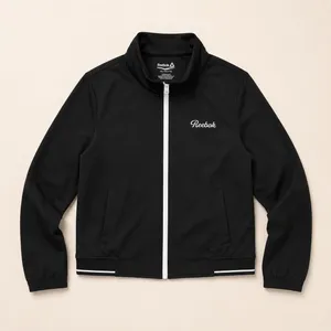 Reebok Womens Black Full Zip Track Jacket‎ Mock Neck Script Logo Size XS NEW thumbnail 3