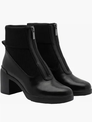 EUC ABEO Leather Metropolis Zip Heeled Boots Black Size 9.5 Retail $199.00 thumbnail 2
