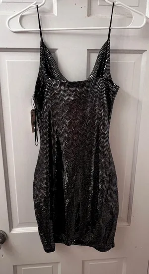 Garage Black Sequin Mini Dress thumbnail 2