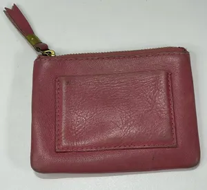 Madewell Leather Pocket Pouch Wallet Card Purse Dark Pink Small 4x5'' Preppy thumbnail 1