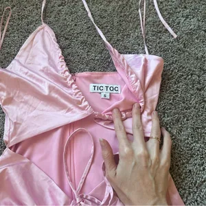 Tic Toc Chic Pink Satin Mini Dress thumbnail 5