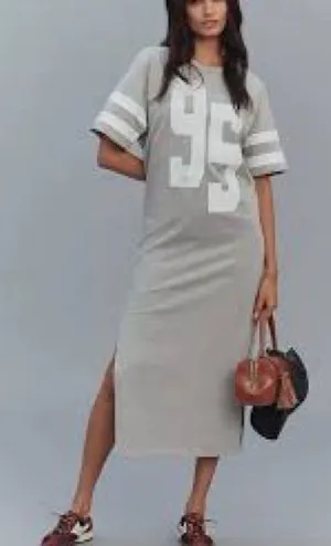 Anthropologie Daily Practice NEW Gray Athletic Maxi Shirt Dress thumbnail 1