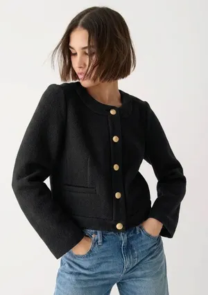 NWT J.Crew Louisa Lady Jacket in Black Italian Boiled Wool Blazer 8 thumbnail 1