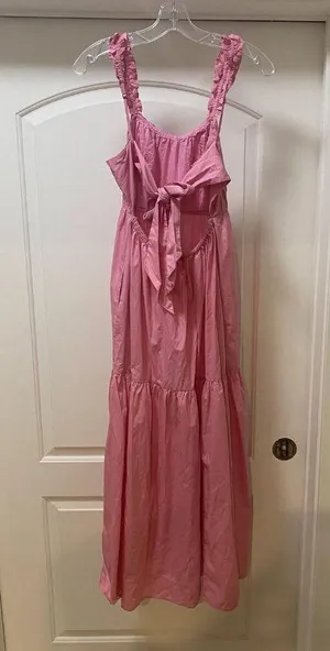 Abercrombie & Fitch Dress Womens Medium Maxi Ruffle Strap Tiered Pockets Bow thumbnail 5