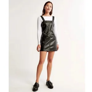 Abercrombie & Fitch Womens Black Faux Leather Sleeveless Shift Mini Dress Size M thumbnail 2