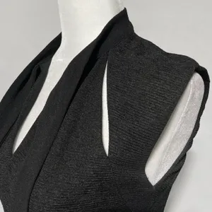 Zara Slit Front Cap Sleeve Cropped Tie Neck Top Black Size Small 5410/234/800 thumbnail 12