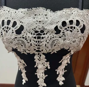 Haute Monde NWOT Elegant Black Dress with White Lace Detailing thumbnail 5