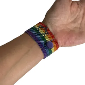 Rainbow Pride Star of David Bracelet HANDMADE Peyote Stitch Glass Seed Beads thumbnail 5