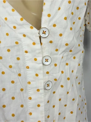 Maeve Anthropologie Louise Wrap Top Sz 14 Polka Dots Linen Blend Shirt thumbnail 5