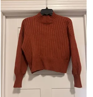 Zaful Sweater Women’s Cropped Mock Neck Ribbed Knit Pullover Stretch One Size thumbnail 1