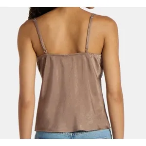 No Boundaries Babydoll Sz XXL Camisole Y2K Top Beige‎ Lace Trim Bow Detail thumbnail 2