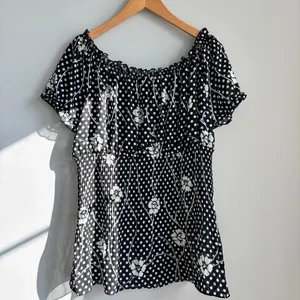 Serenade Polka Dot Floral Babydoll Top Pleated Blouse Sheer Boho Fairy Large thumbnail 11