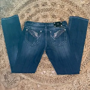 Women's MissMe 31 straight Blue Jeans with Wing Embroidery thumbnail 2