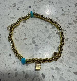 Pura Vida Gold and Turquoise beaded bracelet thumbnail 2
