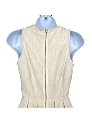 Gap Coastal Preppy Linen Blend Sleeveless A-Line Dress Size 0 Beige Yellow thumbnail 4