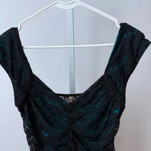 Vanilla Bay Rayon Y2K Bella Swan Whimsigoth Ruched Lace Cami Tank Medium Black thumbnail 2