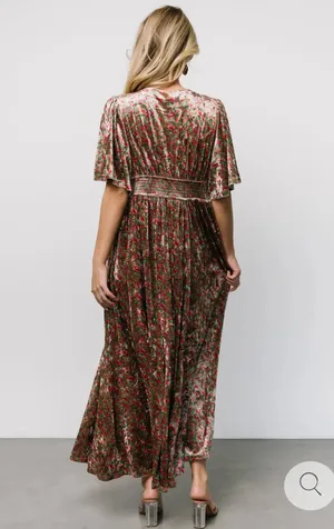 Baltic Born NWT Floral Velvet Maxi Dressss with slit thumbnail 4