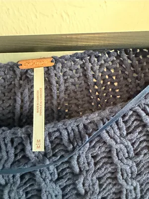 Free People Cable Stitch Pullover Sweater in Blue Sz M thumbnail 3