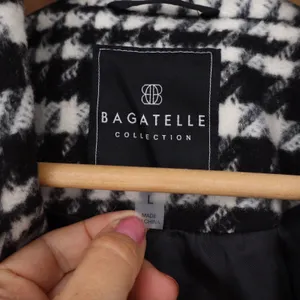Bagatelle Coat Womens L Overcoat Black White Houndstooth Double Breasted Exc thumbnail 2