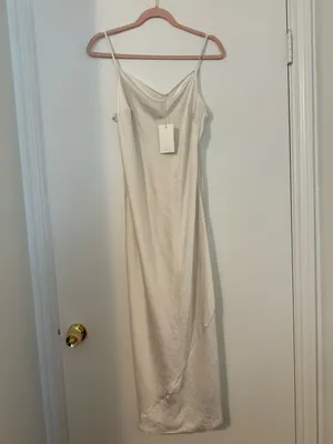 NWT Aritzia | Wilfred | Only Slip Midi Dress in Light Birch Size XL thumbnail 8