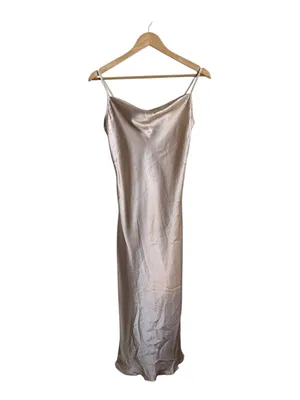 Bebe Satin Cowl Neck Slip Midi Dress Champagne Gold XS thumbnail 2