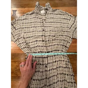 Free People Jen's Pirate Booty Geometric Jumpsuit Cream Black Large Boho thumbnail 12