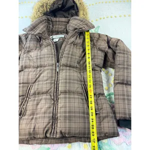 Columbia Womens Brown Plaid‎ Down Puffer Jacket Faux Fur Hood Size M thumbnail 2
