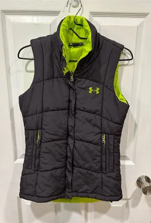Under Armour Black & Neon Green Quilted Vest thumbnail 1