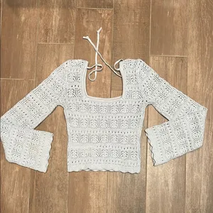 Hollister light blue crotchet top thumbnail 1