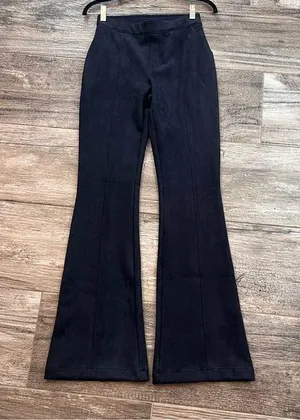 SPANX Pants Womens Sz SMALL Faux Suede Flare Bootcut DARK BLUE #78 thumbnail 1