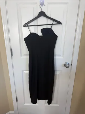 Amanda Uprichard Puzzle Strapless Midi Dress in Black M thumbnail 4