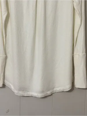 Free People We The Free Snowy Thermal Top Women’s M Ivory Long Sleeve Cozy Boho thumbnail 11